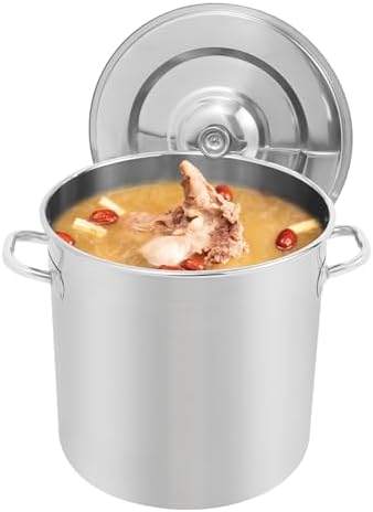 33L/34.8Qt Commercial Large Stock Pot with Lid,Nickel Free Stainless Steel Cookware Healthy Polished Stockpots, Induction Soup Pot for Cooking Home Use