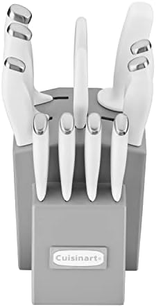 Cuisinart C77SSW-12PG Color Pro Collection 12 Piece Knife Block Set, White with Grey Block
