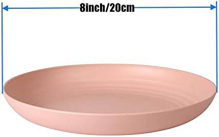 CAMBUY Wheat Straw Plates 8 Pack 8 Inch Reusable Large Dinner Plate Set