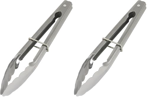 Chef Craft Classic Clam Shell Tongs, 9 inches in length, Stainless Steel (Pack of 2)