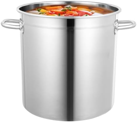 Stainless Steel Stock Pot with Lid, 30 Quart Heavy Duty Induction Soup Pot with Airtight Lid and Strong Handles, Commercial Big Pot 1.2mm Thick Body, Heat Distribution, Compatible Most Cooktops