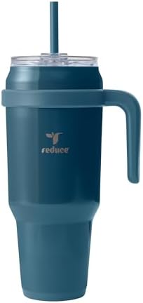 REDUCE 50 oz Stainless Steel Tumbler with Handle - Dual-Wall Vacuum Insulated Travel Mug, Sweat-Proof Lid & Reusable Straw - Keeps Drinks Cold for 24 Hrs, Fits Cupholders, Dishwasher Safe - Dark Web