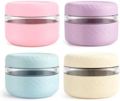 16 oz/2 Cup Glass Lunch Bowl Containers with Lids, 4 Pack, BPA-Free