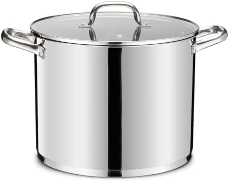 LIANYU 14 QT Stainless Steel Large Stock Pot,Heavy Stockpot with Glass Lid