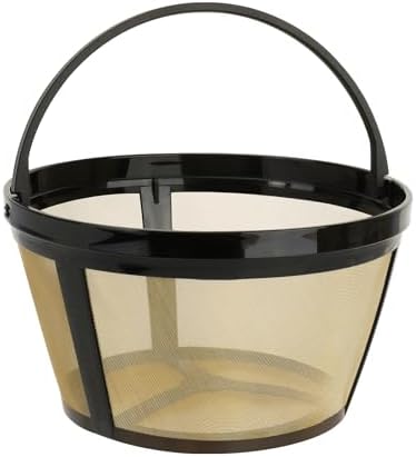 Reusable Coffee Filters 8-12 Cup Compatible with Black Decker Mr Coffee & Most Standard 8-12 Cup Basket-Style Coffee Makers - Permanent Gold Tone Stainless Steel Mesh Coffee Filter Replaces Paper