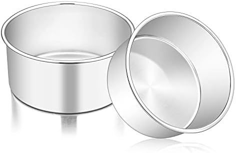 TeamFar 6 Inch Cake Pan, 6” x 3” Stainless Steel Round Baking Pan Set of 2