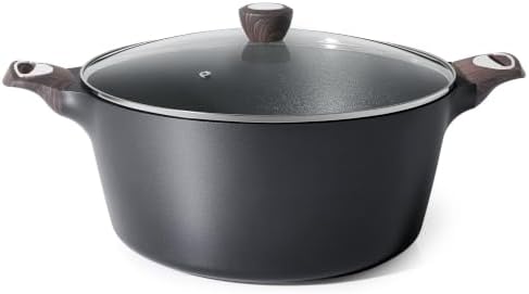 SENSARTE Nonstick Stock Pot with Lid, 2.6/4.5/6.6/8.5/11 QT Soup Pot Casserole Pot, Healthy Pasta Pot, Large Deep Cooking Pot, Big Sauce Pot Stew Pot, Induction Compatible, PFOA PFOS APEO Free, Black