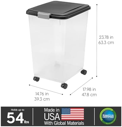 IRIS USA Dog Food Storage Container, 2-Pack, Up to 54 lbs, Black