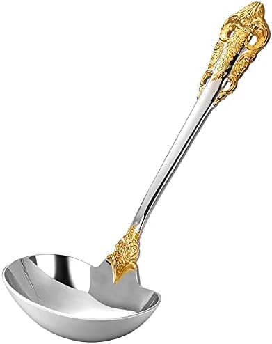 KEAWELL Luxury 1-Piece Gold Accent Gravy Ladle, 18/10 Stainless Steel (1)