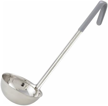 Winco Stainless Steel Ladle with Gray Handle, 12-Ounce