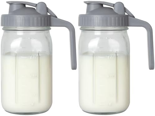 32 oz Breast Milk Pitcher, Glass Mason Jar Pitcher with Lid