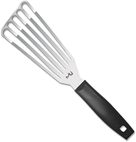 MIU Fish Spatula Stainless Steel, Slotted Flexible Metal, Lightweight Barbecue Turner, 6.5 inch Blade, Plastic Handle with Hole, Grilling Utensils
