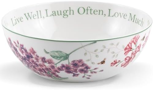 Lenox Butterfly Meadow "Live Well, Laugh Often, Love Much" Serving Bowl, White -