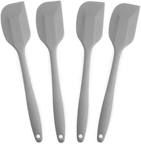 4-Piece Silicone Spatula Set with Stainless Steel Core, Gray