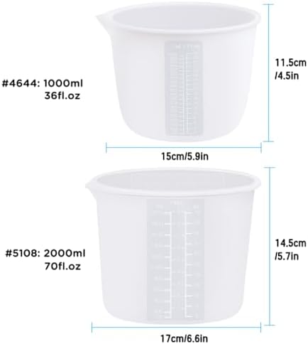 Extra Large Silicone Measuring Bowl Set for Epoxy Resin 2000ml & 1000ml