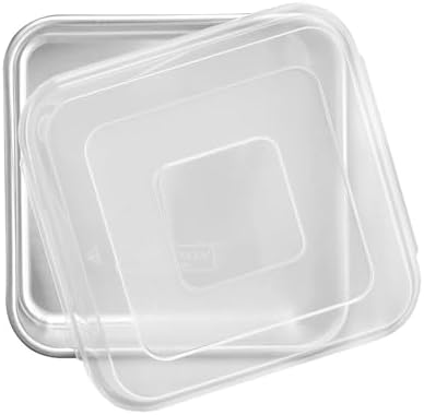 Nordic Ware Natural Aluminum Commercial Square Cake Pan with Lid, Exterior 9.88 x 9.88 Inches