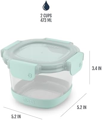 Ello Duraglass Refresh 2 Cup Glass Storage Containers, 4 Pack, Garden Goals