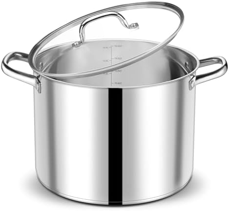 P&P CHEF 16 QT Stainless Steel Stock Pot with Lid, Cooking Pot for Soups