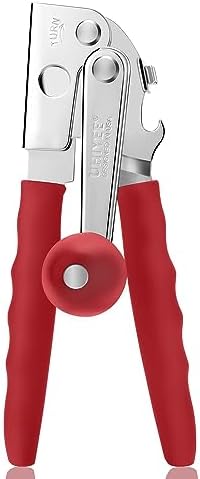 UHIYEE Commercial Can Opener Heavy Duty, Hand Crank for Large Cans, Red