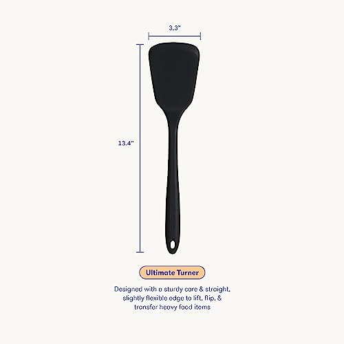 GIR: Get It Right Silicone Kitchen Spatula Turner - Non toxic cooking utensils for Nonstick Cookware, Cooking and Baking, Ultimate Turner - 13IN - Black