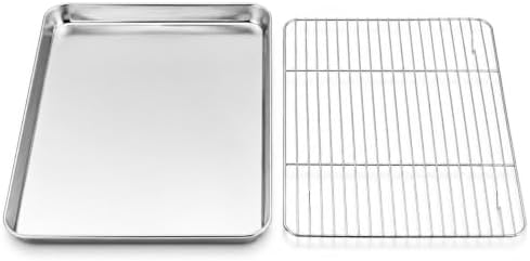 Onader 9x13IN Stainless Steel Quarter Cookie Sheet Pan with Wire Rack Set