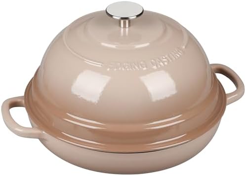 EDGING CASTING Enameled Cast Iron Dutch Oven Pot with Lid, Round Bread Oven for Homemade Sourdough Bread Baking, 6 Quart, Mocha