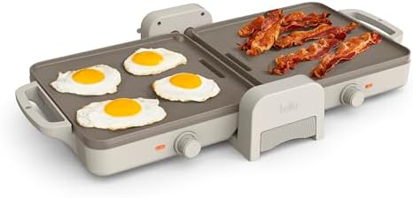 bella 10"x20" Fold and Store Griddle, Non-Toxic, Ceramic Coating, Oatmilk