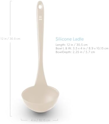 DI ORO Silicone Ladle - Soup & Serving, 600F Heat Resistant, Clay