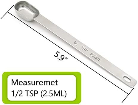 2PCS 1/2TSP(2.5ML) Measuring Spoon, Stainless Steel Long Handle Teaspoons
