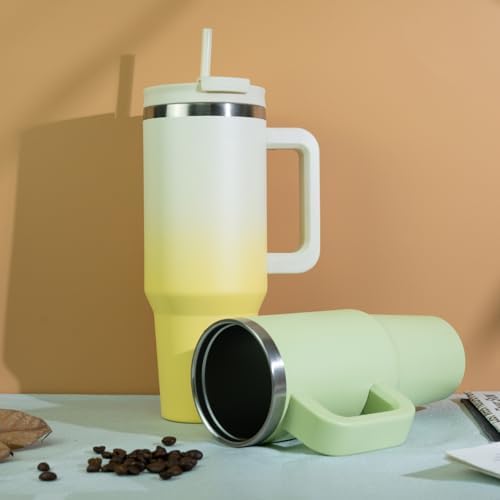 BJPKPK 40 oz Insulated Tumbler with Handle & Straw, Stainless Steel