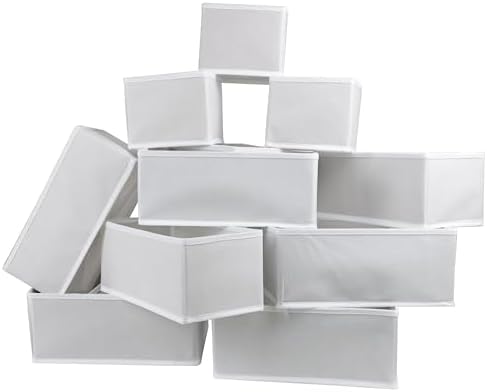 Fordonral 12 Pack Drawer Organizer Clothes, Foldable Fabric Dresser Organizer Closet Organizers and Storage Box for Underwear,Folded Clothes,Baby Clothing,Socks,Bra,Towels,Ties(12 Pack,White)