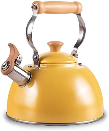 ROCKURWOK Whistling Tea Kettle, Tea Pot All Stovetop Safe, 2.7 Quart Yellow
