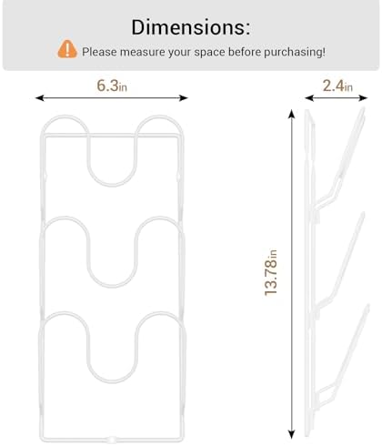 ORDORA Pot Lid Organizer Rack for Cabinet Door, 2 Pack Pot Lid Holder White