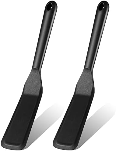Zopeal 2 Pcs Narrow Silicone Crepe Spatula Long Non Stick,Black