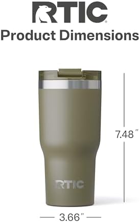 RTIC 20oz Essential Tumbler with Lid, Ceramic Lined, Olive