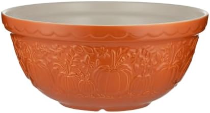 Mason Cash In the Pumpkin Patch S12 Mixing Bowl Stoneware, 4.25 Qt, Embossed Pumpkin Design (Persimmon)