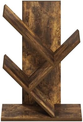 Furinno Tree Book Shelf, 3-Tier Bookshelf with Angled Open Shelf, Tree Bookcase for Room Decor, 8.4 x 15.7 x 21.3, for Organization and Storage, for Living Room, Bedroom, Home Office, Amber Pine
