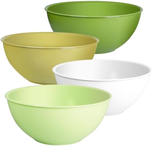 Greentainer 4-Piece Plastic Mixing Bowl Set, 113oz Lightweight Serving Bowls, Large Salad Bowls for Baking,Prepping, Cooking and Serving Food, Dishwasher & Microwave Safe