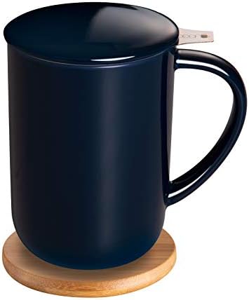 CEEFU 16oz Porcelain Tea Mug with Infuser, Lid and Coaster