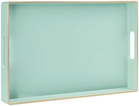 MAONAME Mint Green Decorative Tray for Ottoman, Serving Tray with Handles