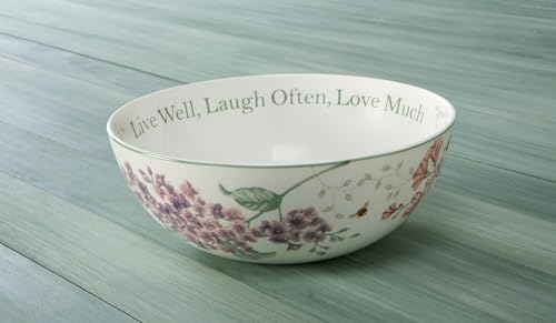 Lenox Butterfly Meadow "Live Well, Laugh Often, Love Much" Serving Bowl, White -