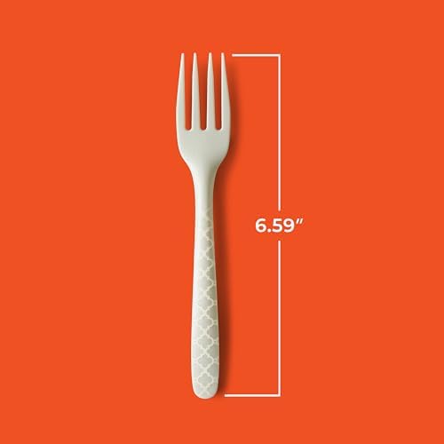 Hefty ECOSAVE Compostable Forks, 3 Pack, Disposable Forks for BBQs, Tailgates, Camping, Parties, and More, Strong and Durable Construction, Sustainable Design, 24 Forks per Pack, 72 Forks Total
