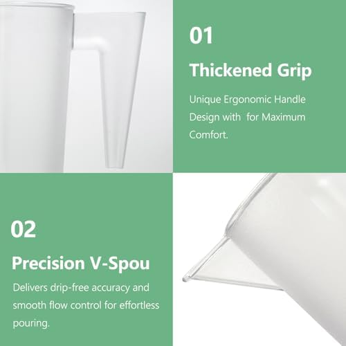 Plastic Measuring Cup with Handle, Pool Chemical Measuring Cup, Plastic Measuring Pitcher for Liquid Mixing, Pouring, Lawn Care, Pet Food, Motor Oil, Laboratory and More (32, Fluid Ounces, 1000ml)