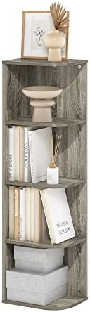 Furinno Pasir 4-Tier Corner Open Shelf Bookcase, French Oak