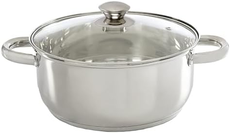 Ecolution Stainless Steel Stock Pot, Encapsulated Induction Ready Cooking Pot with Glass Lid, Oven Safe, Dishwasher Safe Soup Pot, 5-Quart