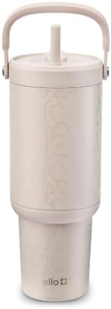 Ello Oasis Go+ 32oz Tumbler with Top Handle and Retracting Straw | Reusable Insulated Stainless Steel Cup, 100% Leakproof Water Bottle, 24 Hours Cold, Cup Holder Friendly For Travel | Python