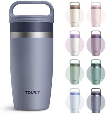 TOURIT Travel Coffee Mug 16 oz,Leakproof 2-Part Drink Lid Tumbler,Navy Blue