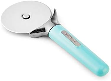 Farberware Pro Pizza Cutter Wheel with Aqua Sky Handle, Sharp Stainless Steel Blade, Finger Guard, Raised Tip-Up Head, Dishwasher Safe - Cuts Pizza, Pie Crust and Pastry