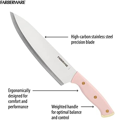 Farberware Kitchen Knife Block Set with Black Soft-Grip Handles and Graphite Block - with Chef Knife, Steak Knives, Shears and Sharpening Steel, 15-Piece (Pack of 2)