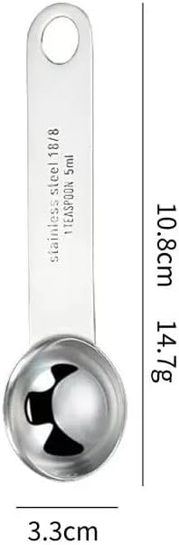4-Piece 18/8 Stainless Steel Measuring Spoons – 1 Teaspoon, 1/3 Tablespoon, 5 mL – Durable Metal Spoons for Kitchen, Baking, Coffee, Tea